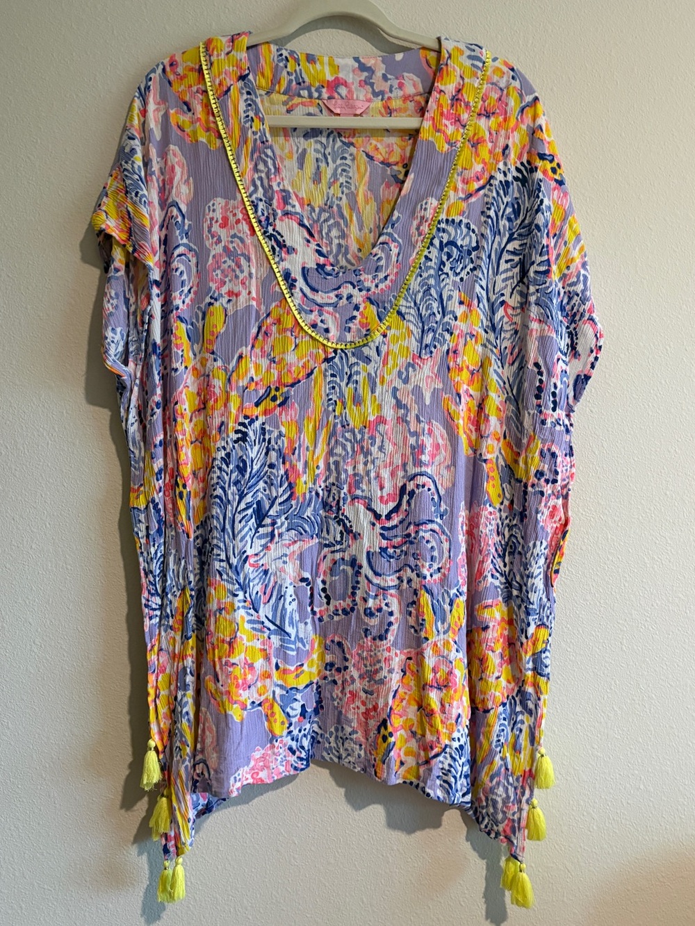 Lilly Pulitzer El Bravo Way Cover-Up Caftan Tunic Women’s L/XL Lilac Verbena